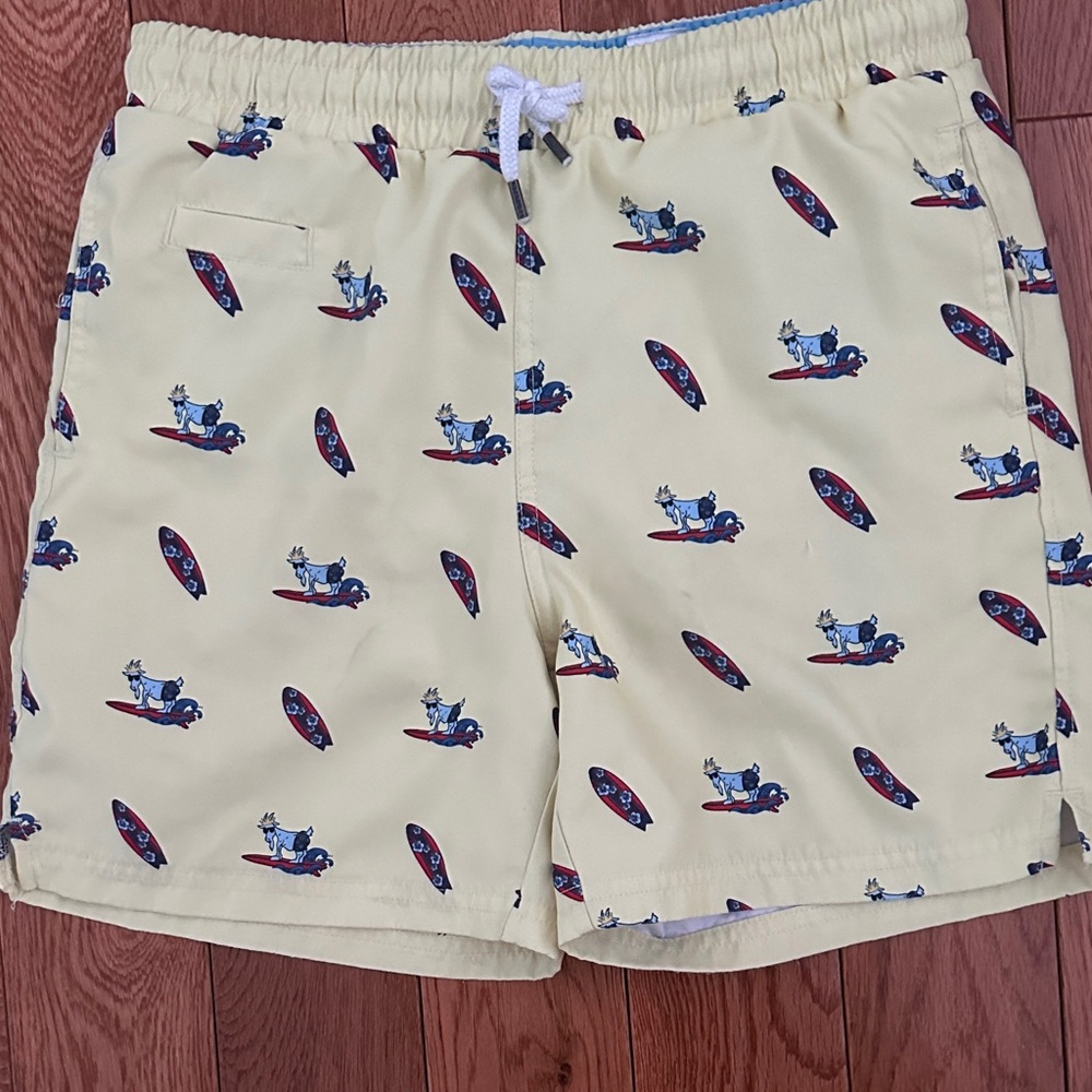 Kids Surfing Pattern Swim Trunks - Yellow